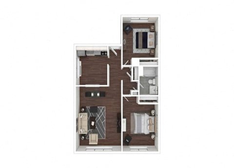 Floor plan for 2 beds, 1 bath, 825 sqft